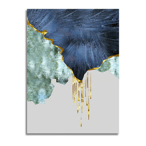 Blue Gold Crush Abstract Wall Art